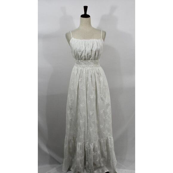TROVATA Birds of Paradis M Medium White Embroidered Tiered Maxi Dress Mirabella - Picture 7 of 12